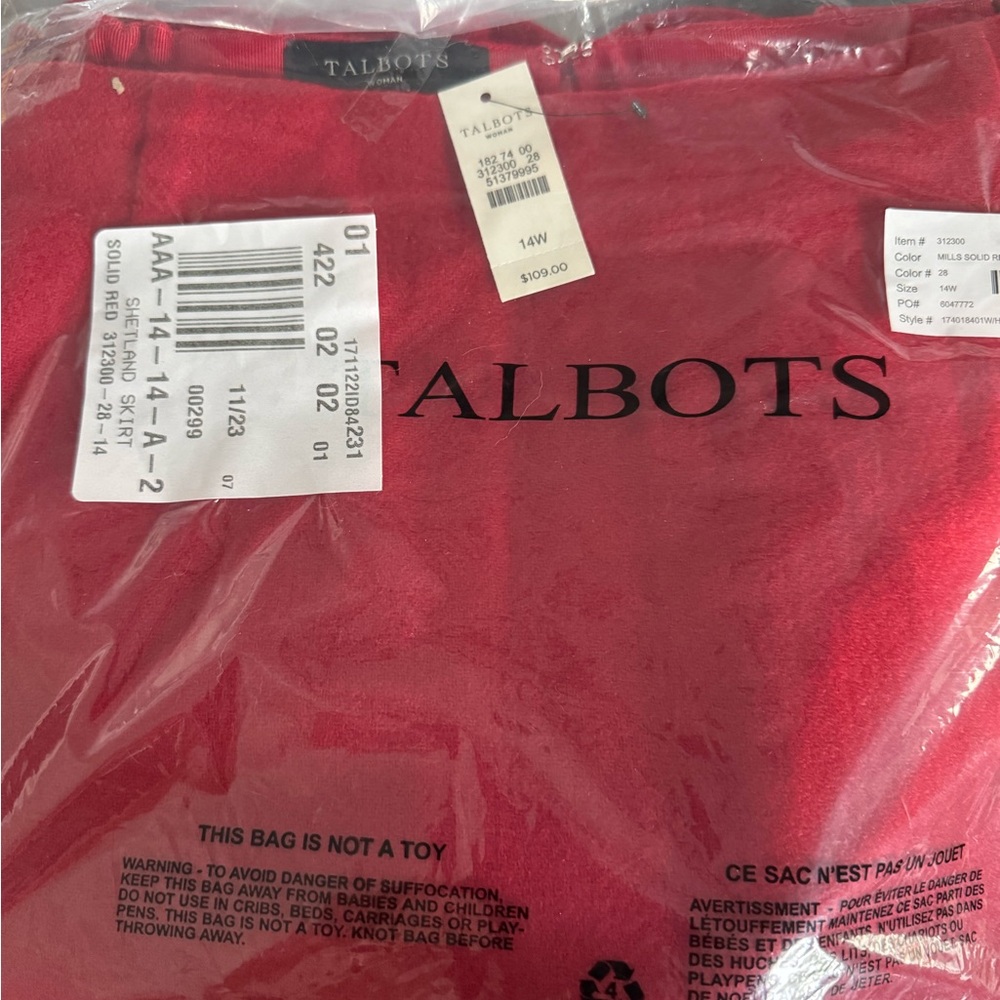Talbots Red scalloped Pencil Skirt